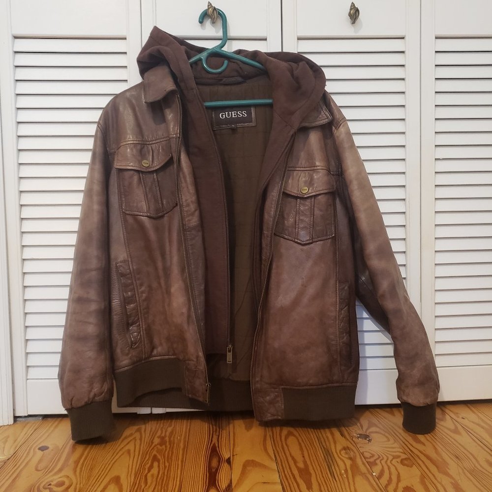 Leather Bomber Jacket Guess